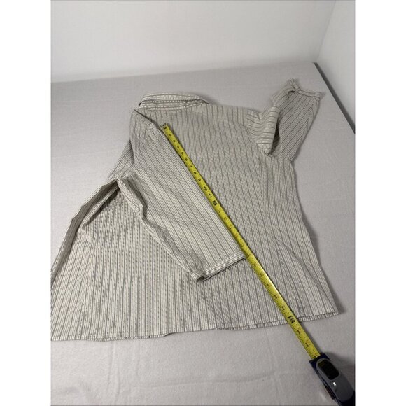 WORTHINGTON WOMEN'S TOP BLUE WHITE SIZE 1X STRETCH BUTTON UP BLOUSE 3/4 SLEEVE - Picture 10 of 11